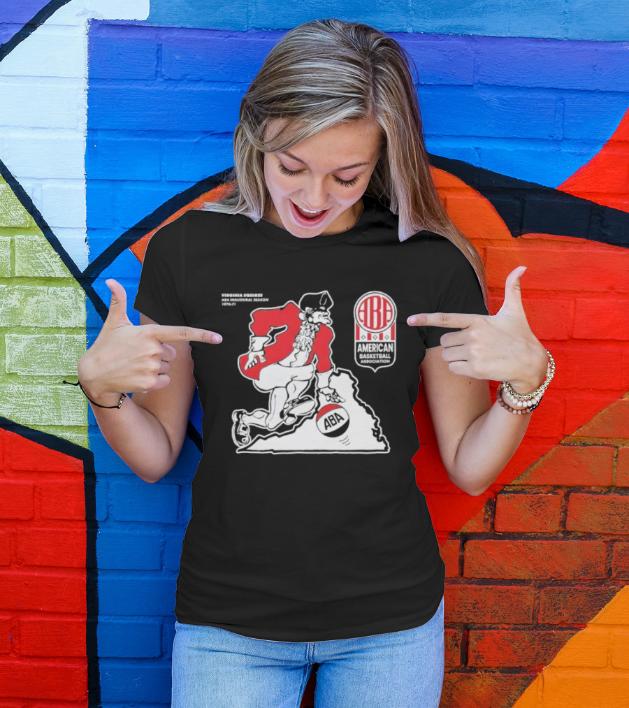 Virginia Squires ABA Basketball Map 1970s T-Shirt