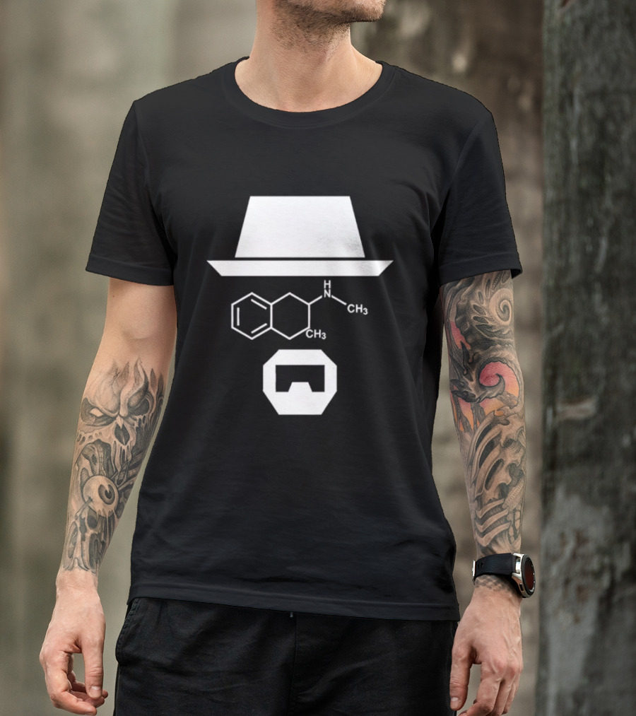 Heisenberg Hat And Methamphetamine Molecule Chemistry Breaking Bad T-Shirt