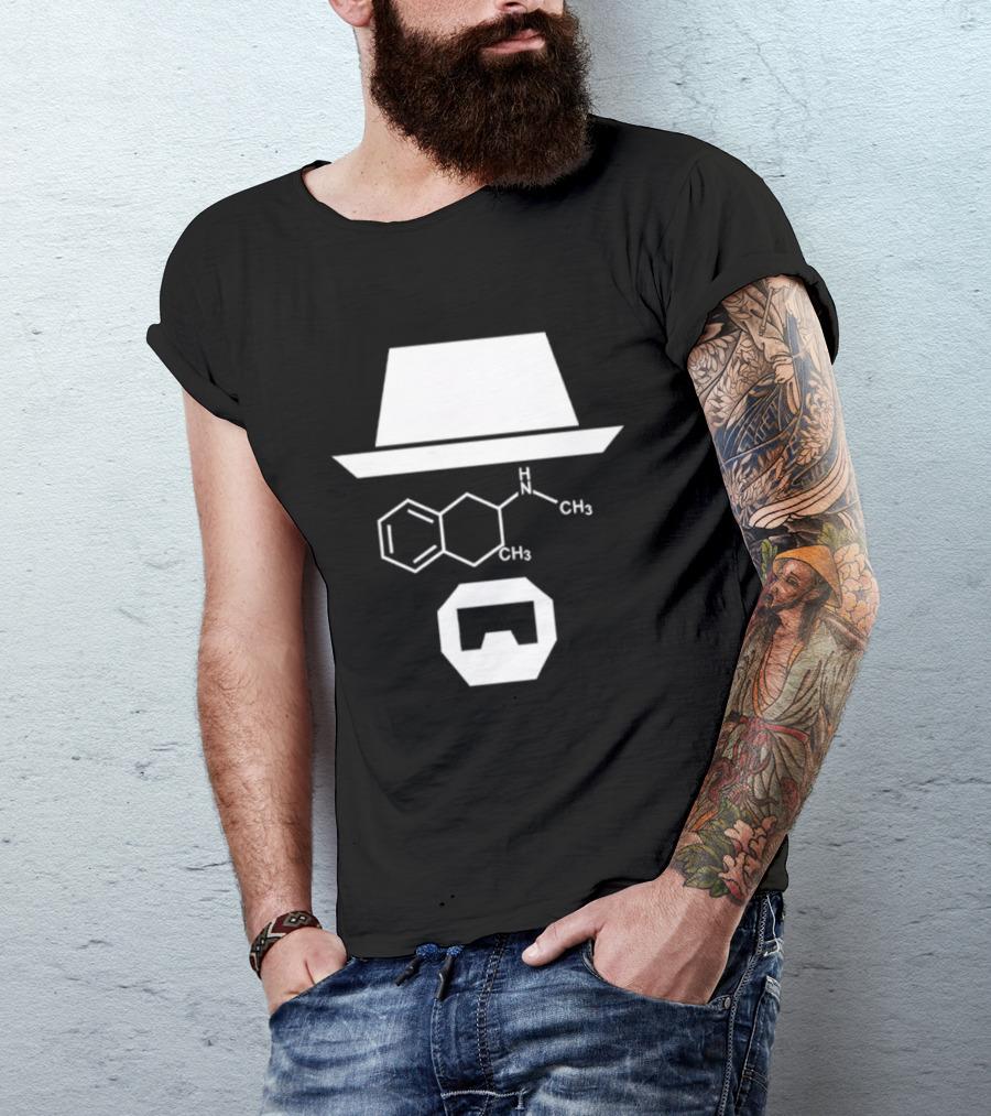 Heisenberg Hat And Methamphetamine Molecule Chemistry Breaking Bad T-Shirt