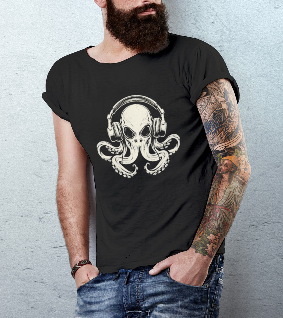 Octopus DJ Headphones Music T-Shirt