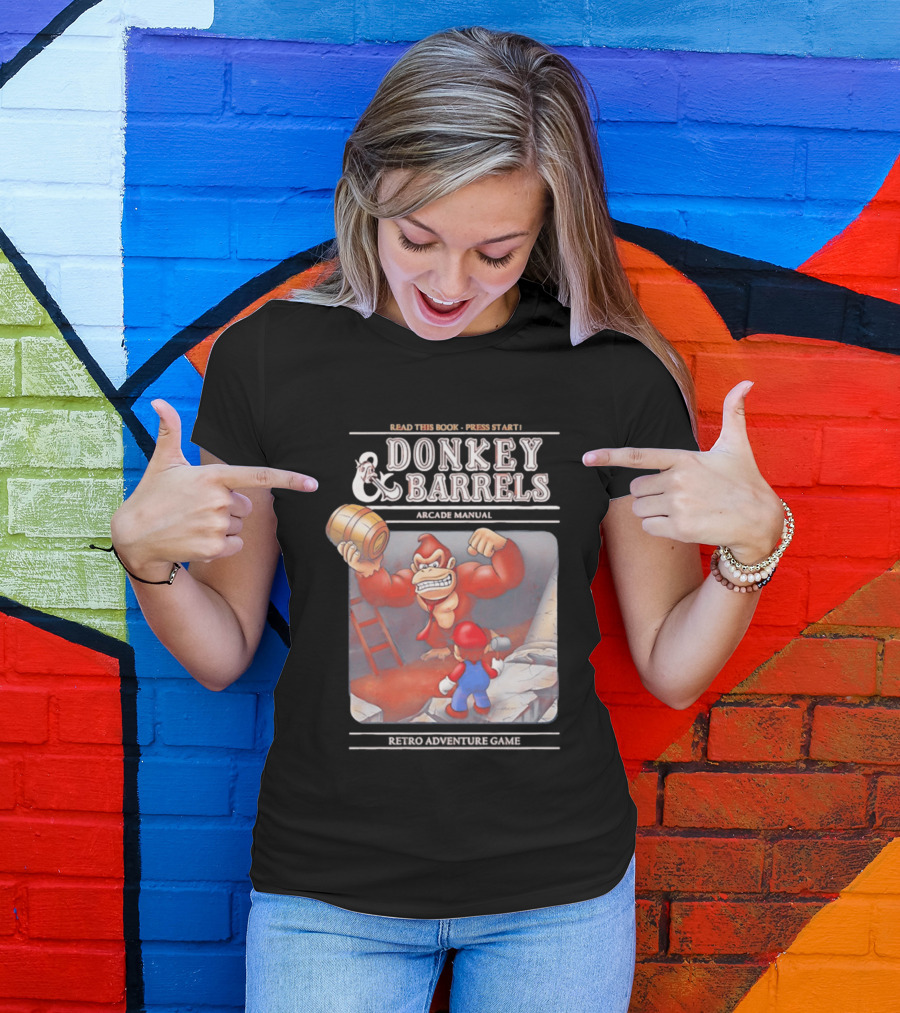 Read This Book Press Start Donkey And Barrels Arcade Manual Classic Video Game T-Shirt