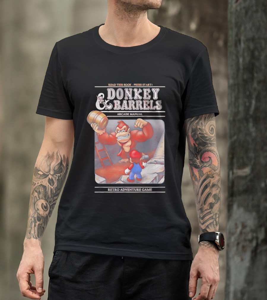 Read This Book Press Start Donkey And Barrels Arcade Manual Classic Video Game T-Shirt
