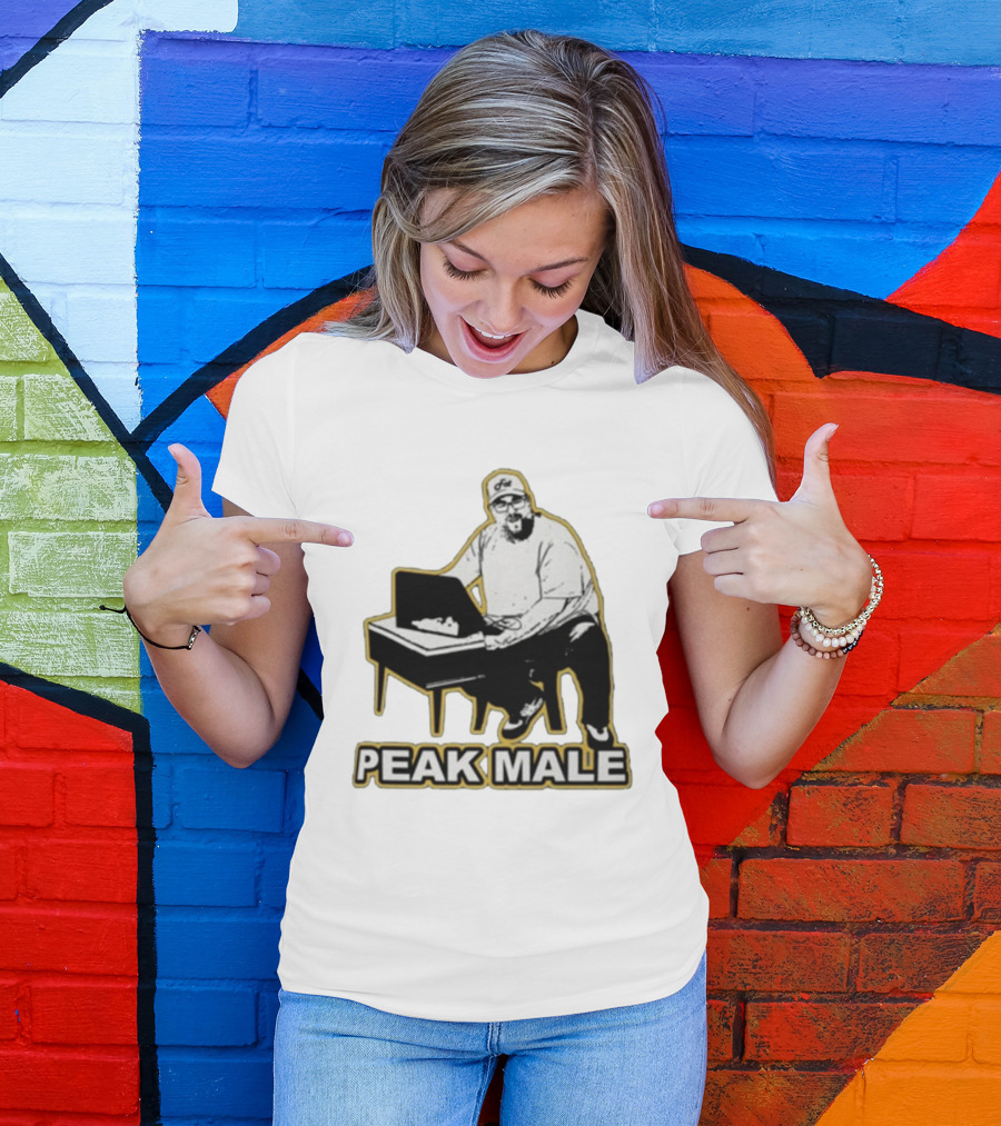 PEAK MALE Bearded Man Sitting At Desk Sketch T-Shirt