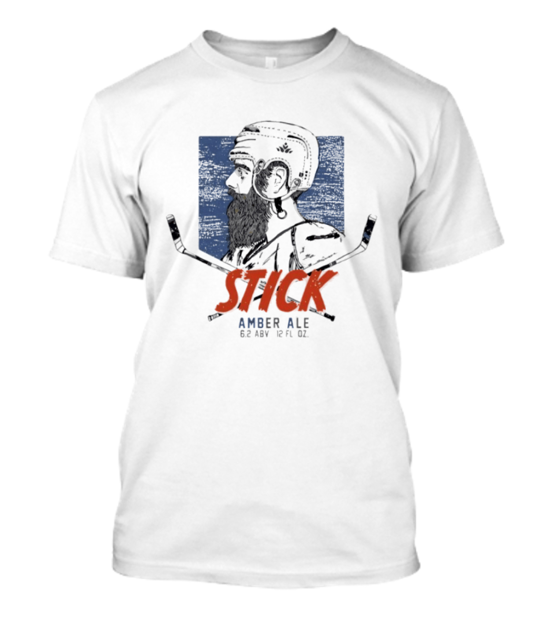 Stick Amber Ale 6.2 ABV 12 FL OZ Hockey And Beard T-Shirt
