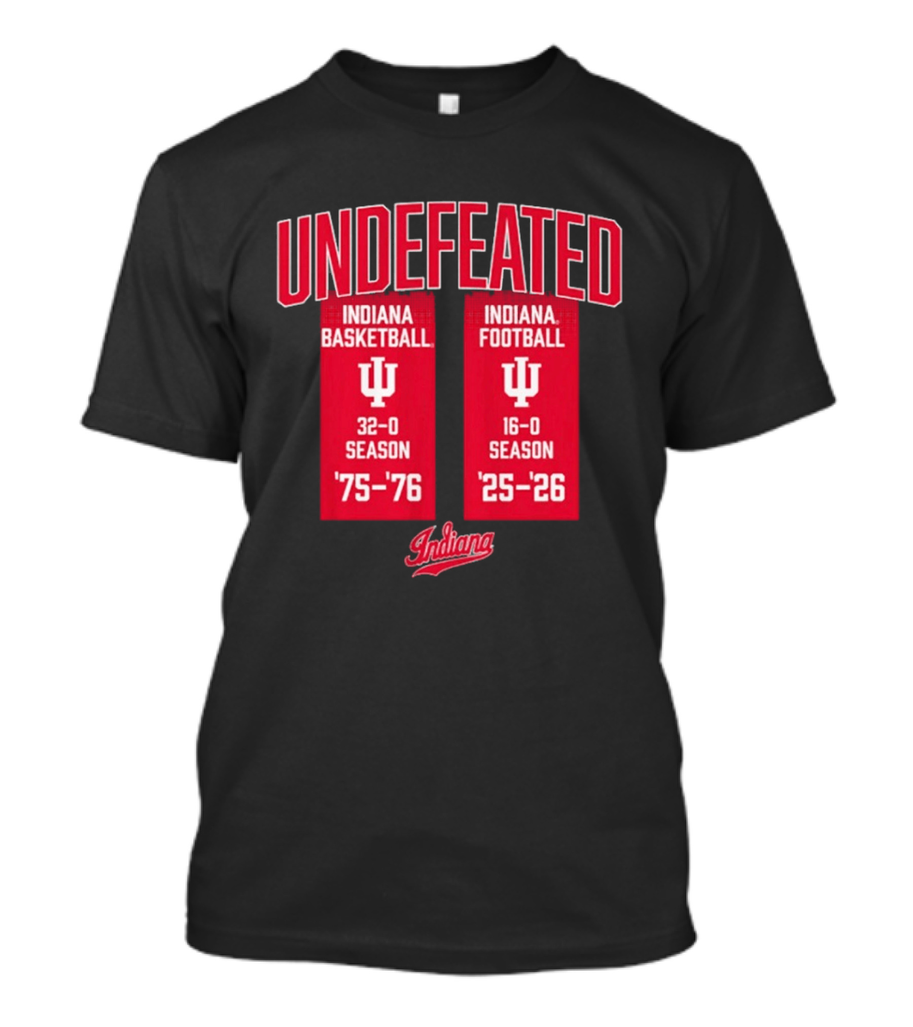 Indiana Hoosiers Undefeated 1975 76 Basketball And 1925 26 Football Seasons T-Shirt