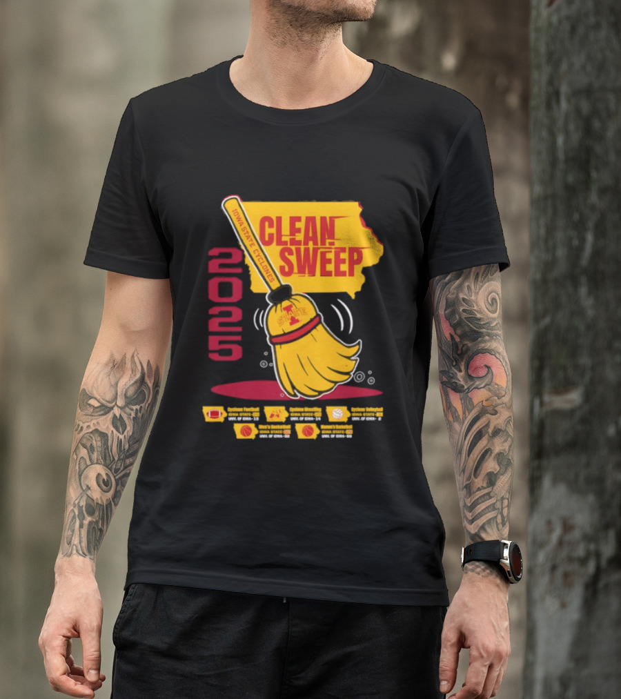 Iowa State Cyclones Clean Sweep 2025 Basketball Wrestling Volleyball Football T-Shirt