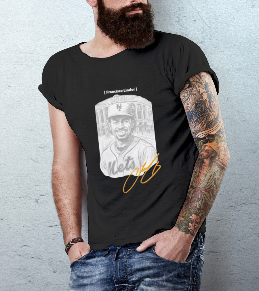 Francisco Lindor New York Mets Citi Field Signature T-Shirt