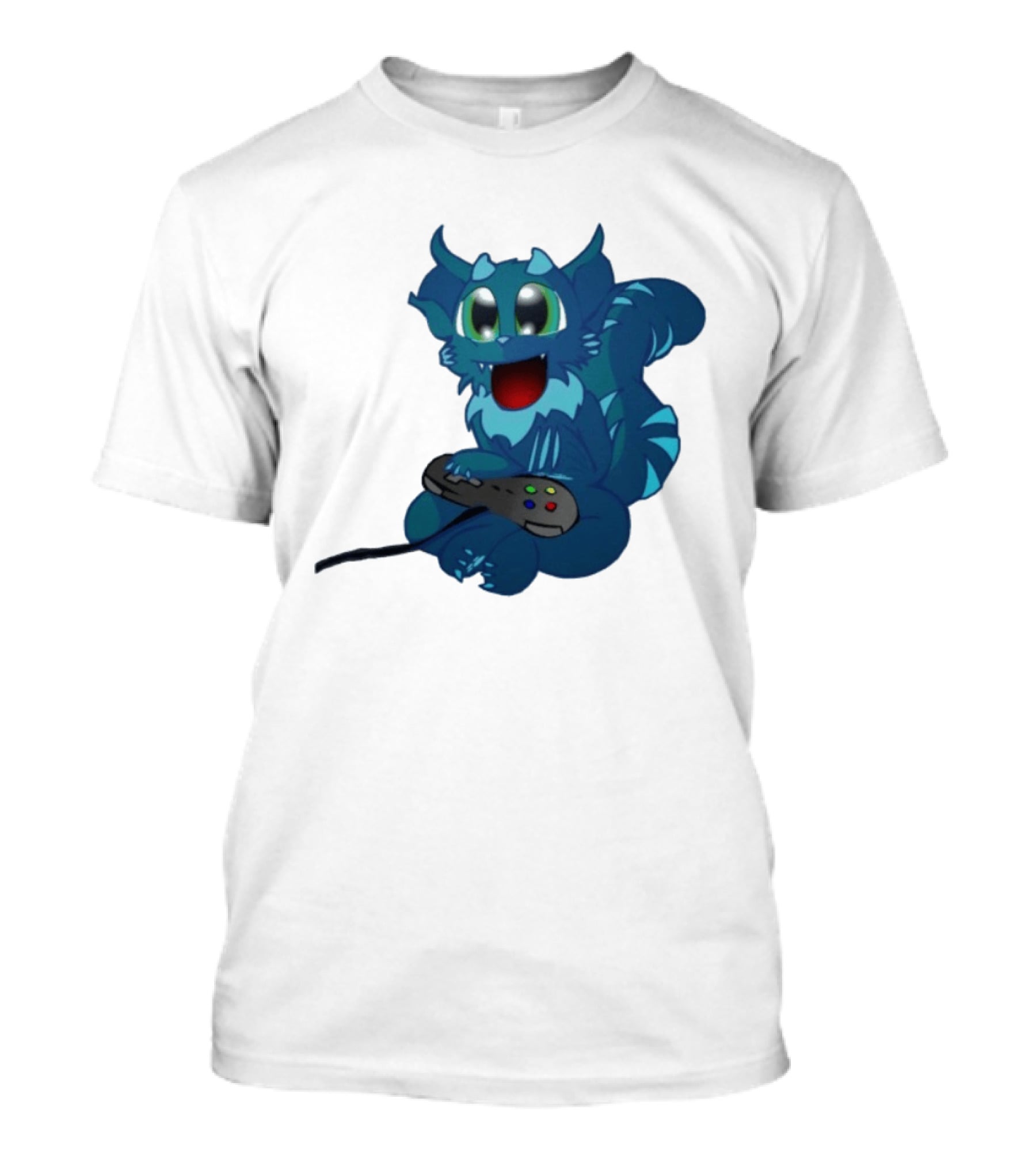 ThaBeast Gamer Blue Creature Playing Controller T-Shirt
