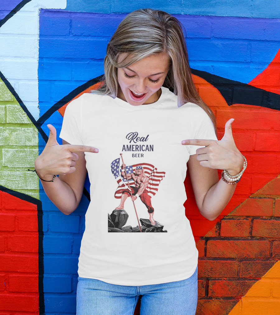 Real American Beer Hulk Hogan US Flag T-Shirt