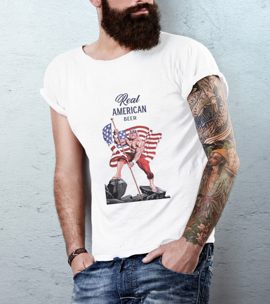 Real American Beer Hulk Hogan US Flag T-Shirt
