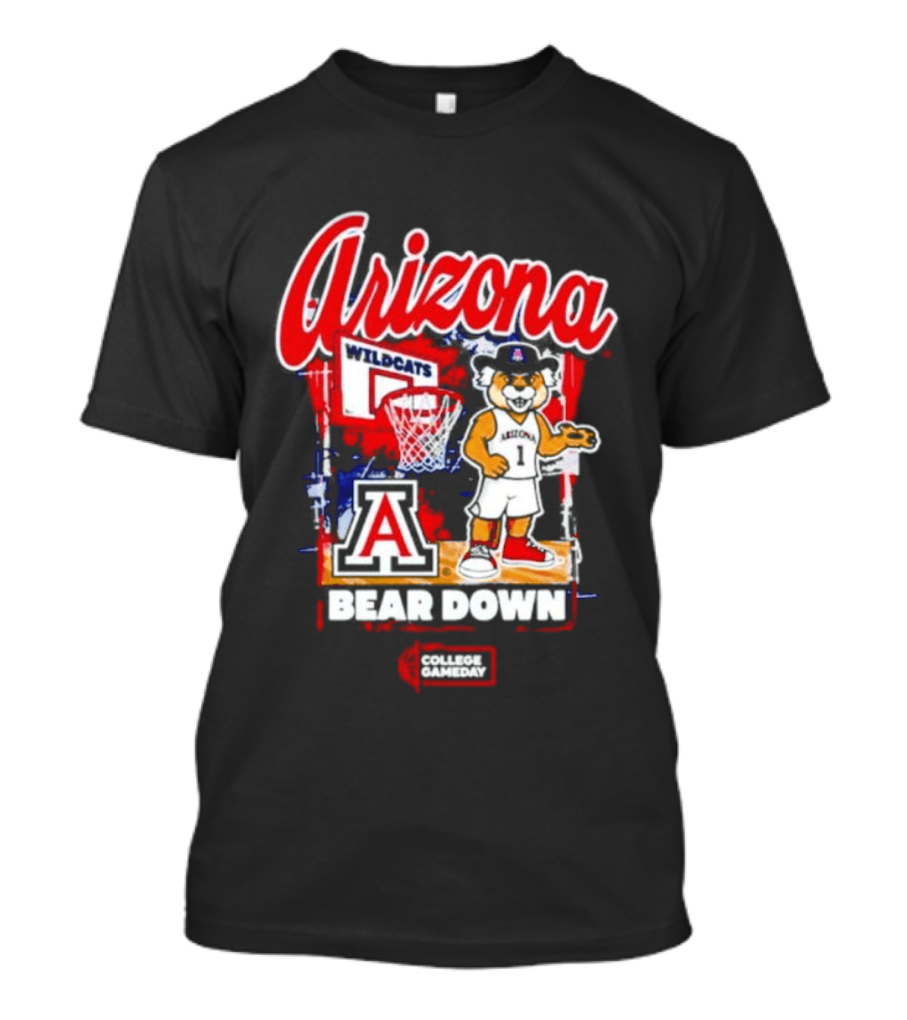 Arizona Wildcats Bear Down Basketball Mascot College Gameday T-Shirt