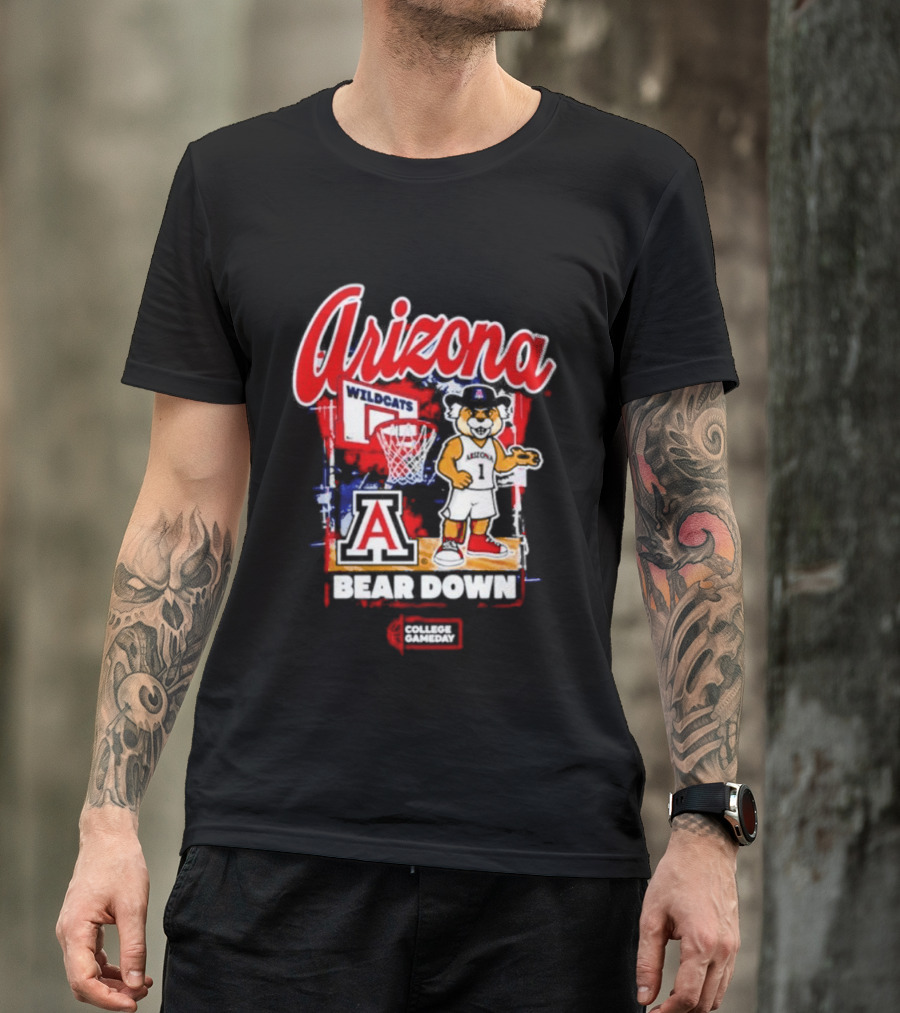 Arizona Wildcats Bear Down Basketball Mascot College Gameday T-Shirt
