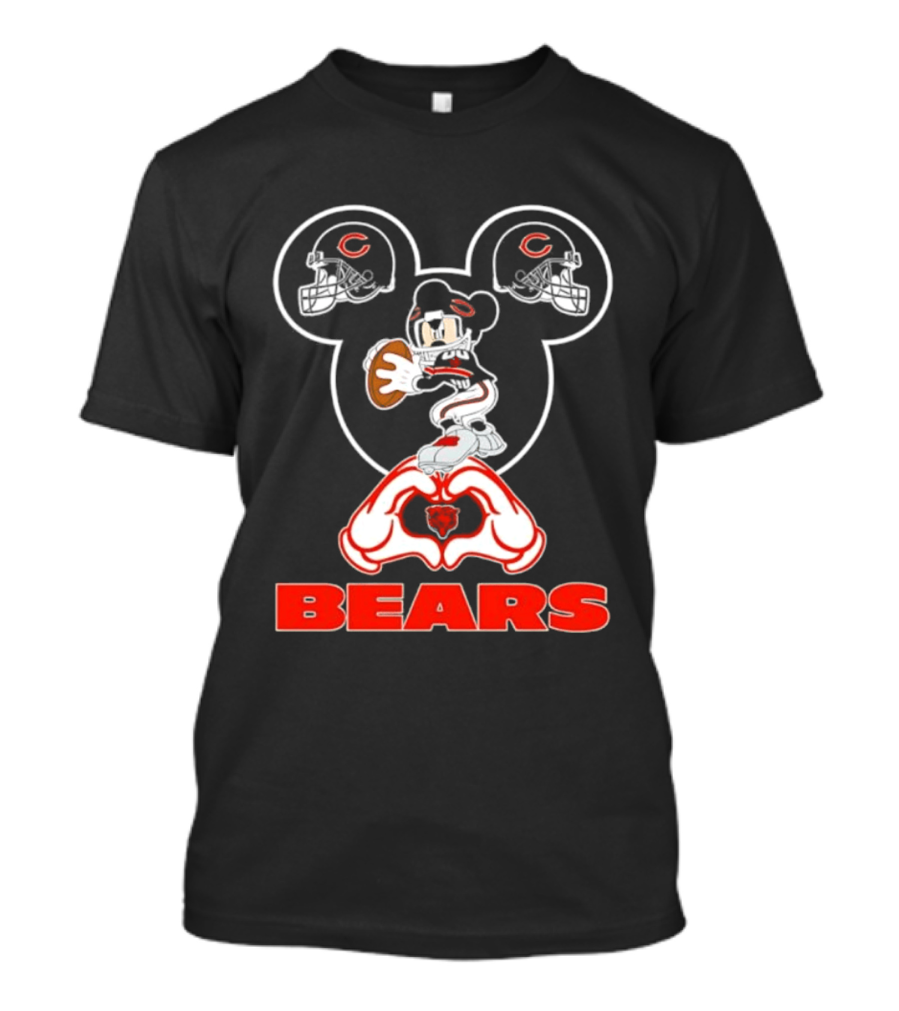 Chicago Bears Mickey Mouse Helmets Love Heart Hands T-Shirt