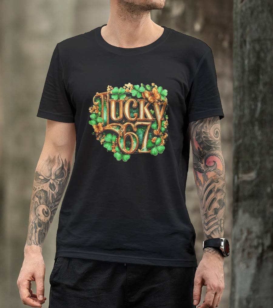 Lucky 67 St Patrick's Day Clover Butterfly 6 7 Meme T-Shirt