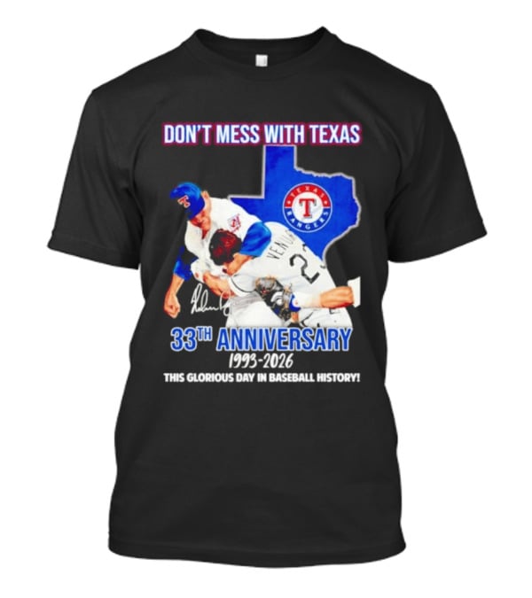 Nolan Ryan Robin Ventura Texas Rangers 33rd Anniversary 1993 2026 Baseball History T-Shirt