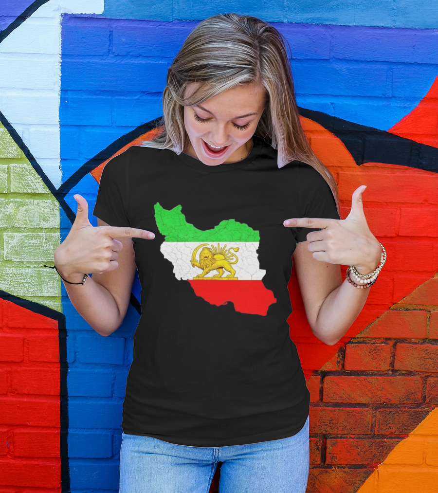 Iran Map With Lion And Sun Persian Heritage T-Shirt