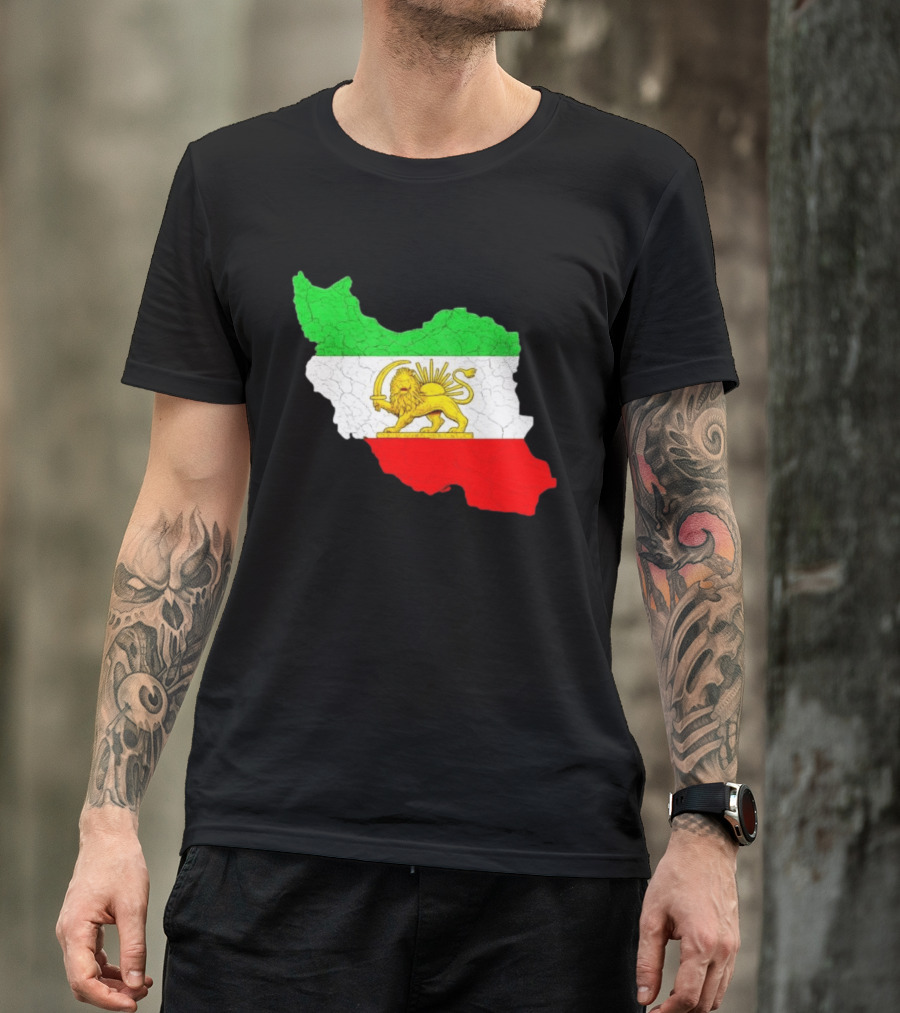Iran Map With Lion And Sun Persian Heritage T-Shirt