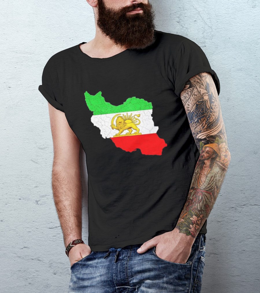 Iran Map With Lion And Sun Persian Heritage T-Shirt