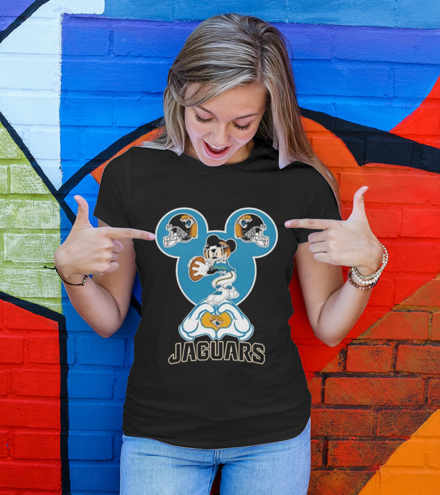 Mickey Mouse Jacksonville Jaguars Football Love Hands T-Shirt