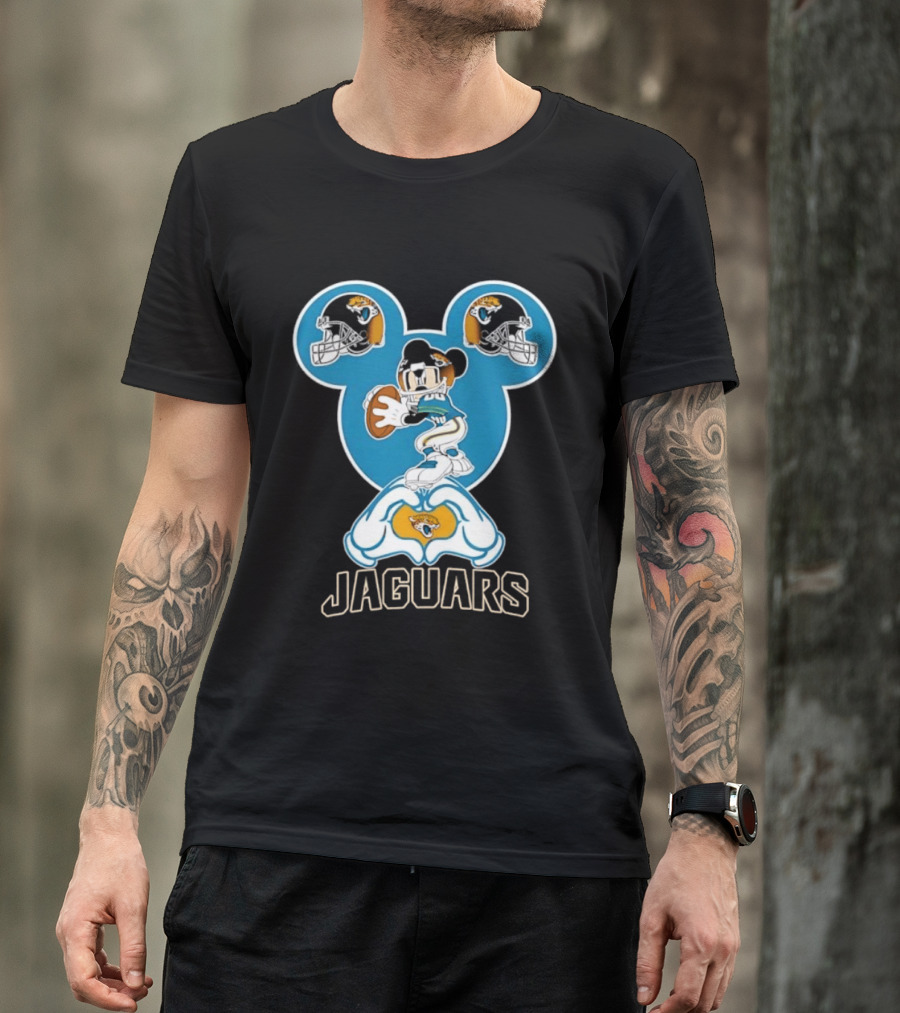 Mickey Mouse Jacksonville Jaguars Football Love Hands T-Shirt