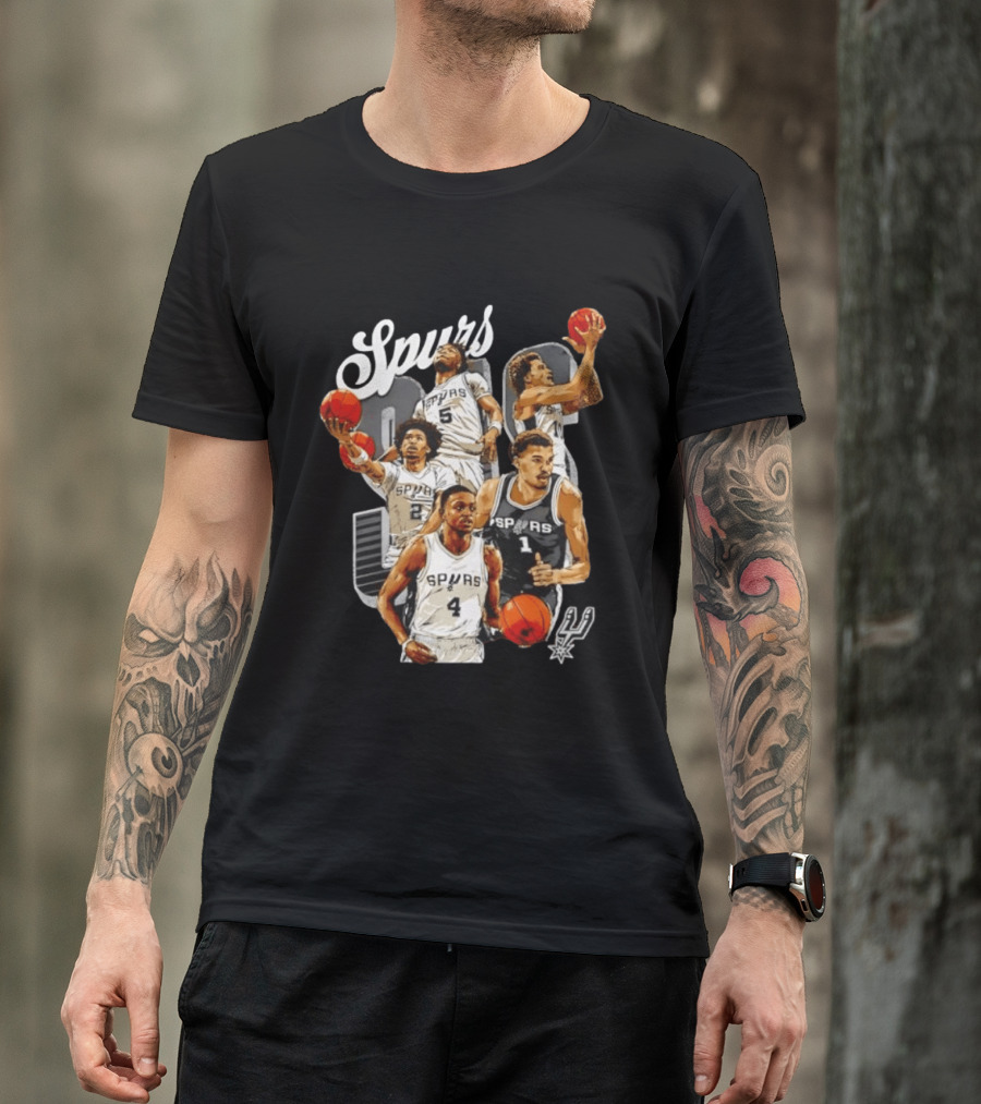 San Antonio Spurs 2026 Starting Five Team Players With Basketballs T-Shirt