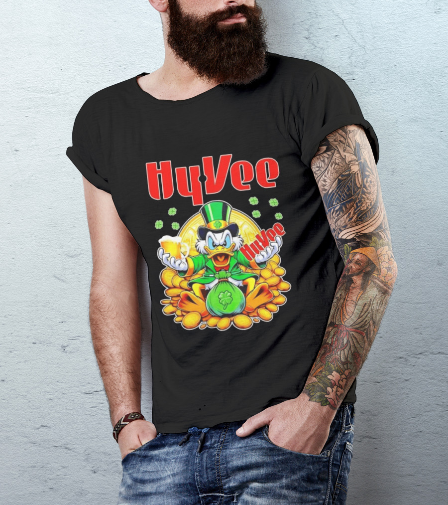 HyVee Scrooge McDuck St Patrick's Day Celebration With Gold Coins And Clover T-Shirt