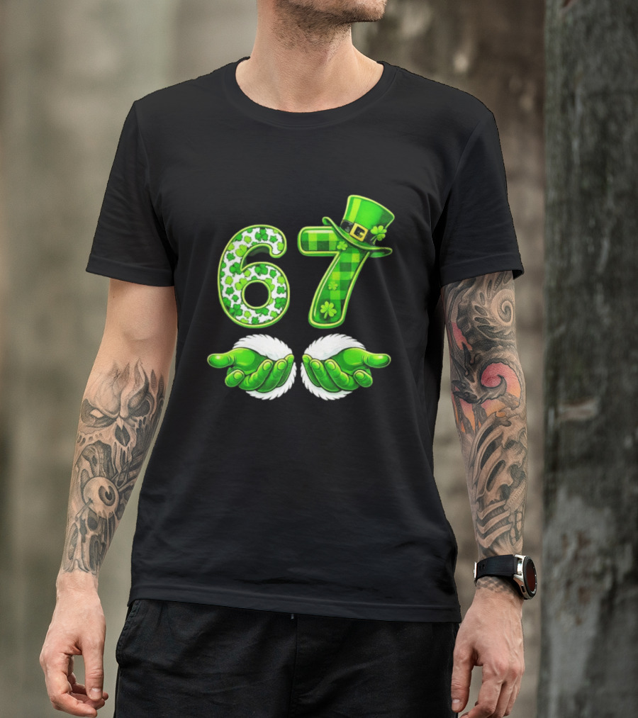 St Patricks Day 67 Shamrock Irish Clover Meme Green Hat Luck T-Shirt