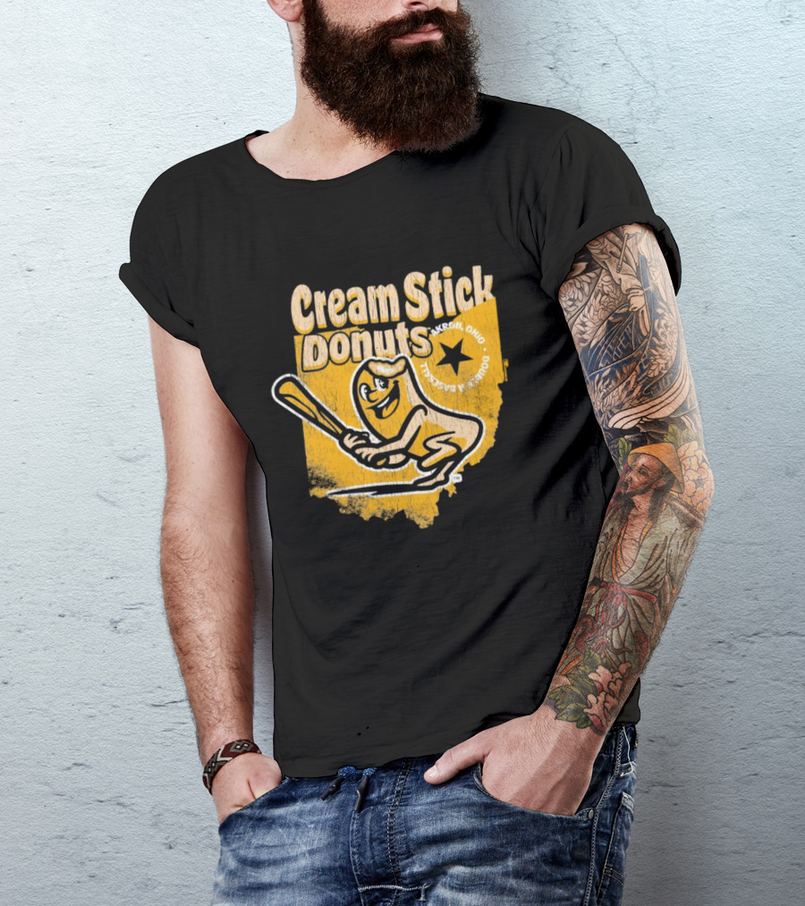 Cream Stick Donuts Ohio Baseball Star Buckeye T-Shirt