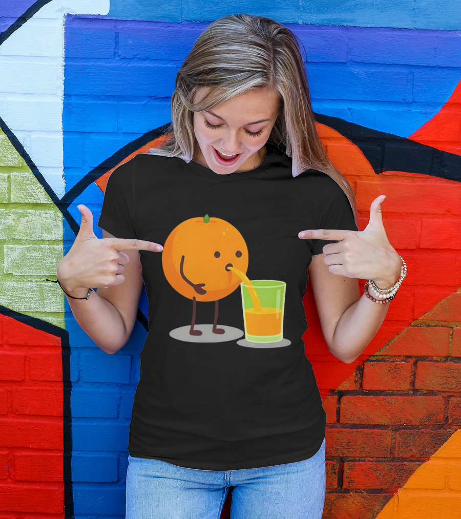 Orange Juice Squeezed Fun Cartoon T-Shirt