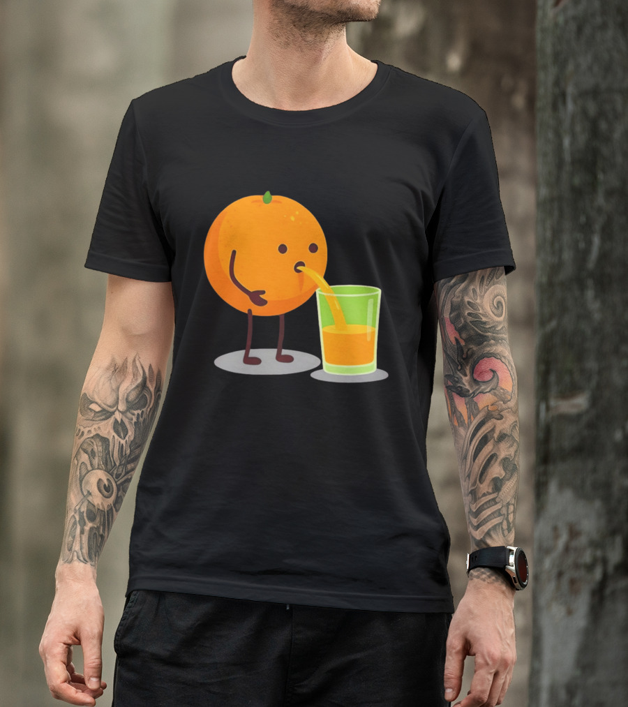 Orange Juice Squeezed Fun Cartoon T-Shirt