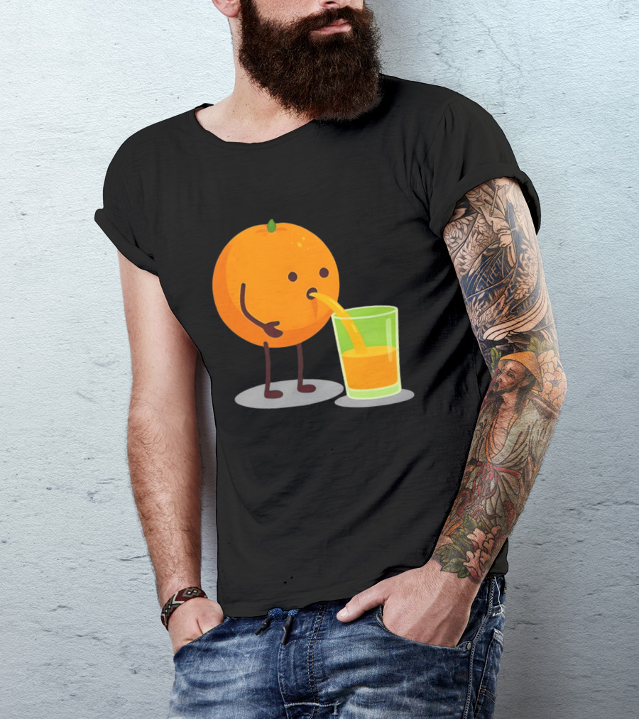 Orange Juice Squeezed Fun Cartoon T-Shirt