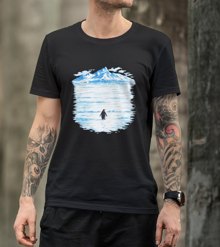 Penguin But Why Snowy Mountain Reflection T-Shirt