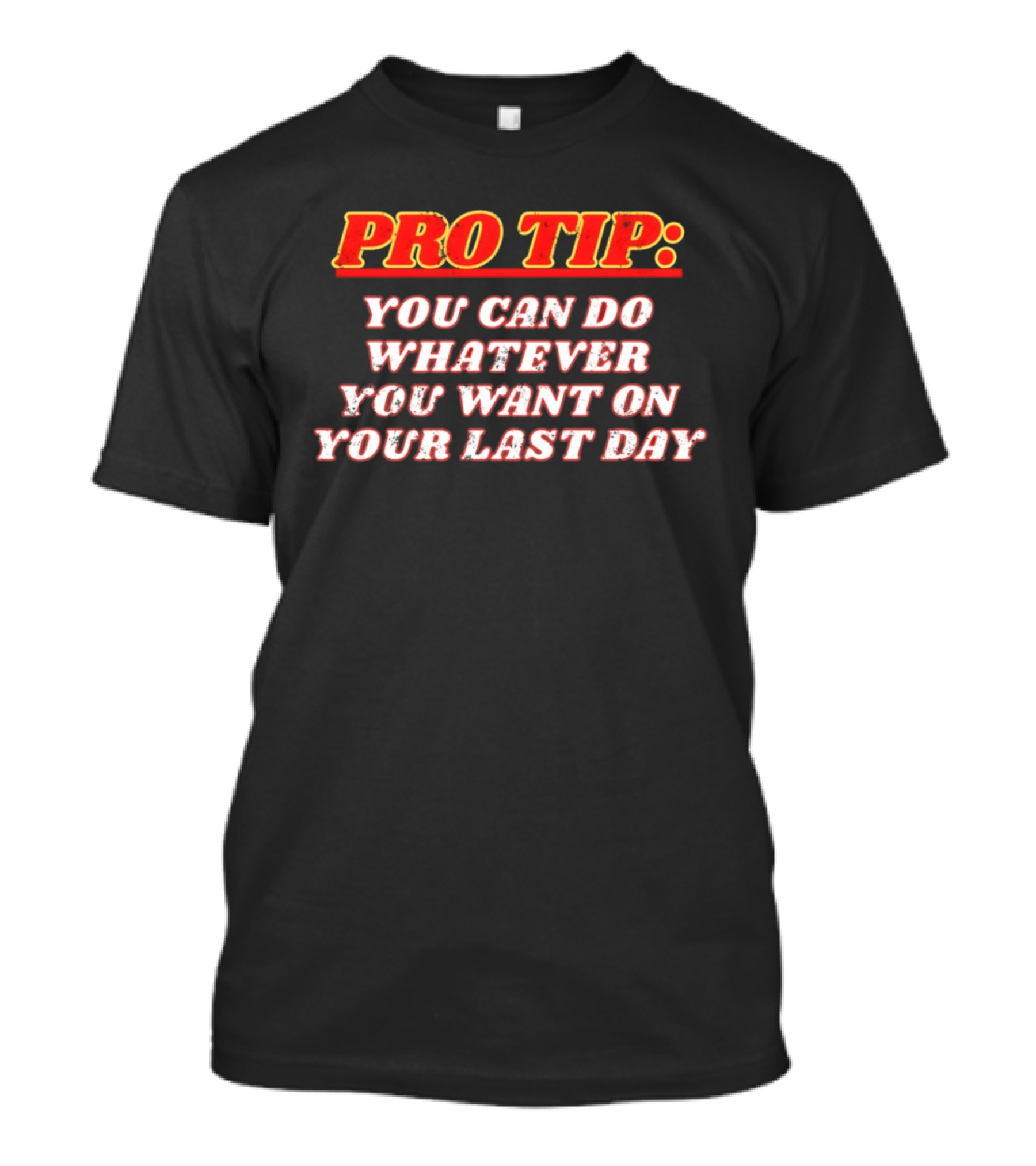 Pro Tip You Can Do Whatever You Want On Your Last Day Bold Motivational Phrase T-Shirt