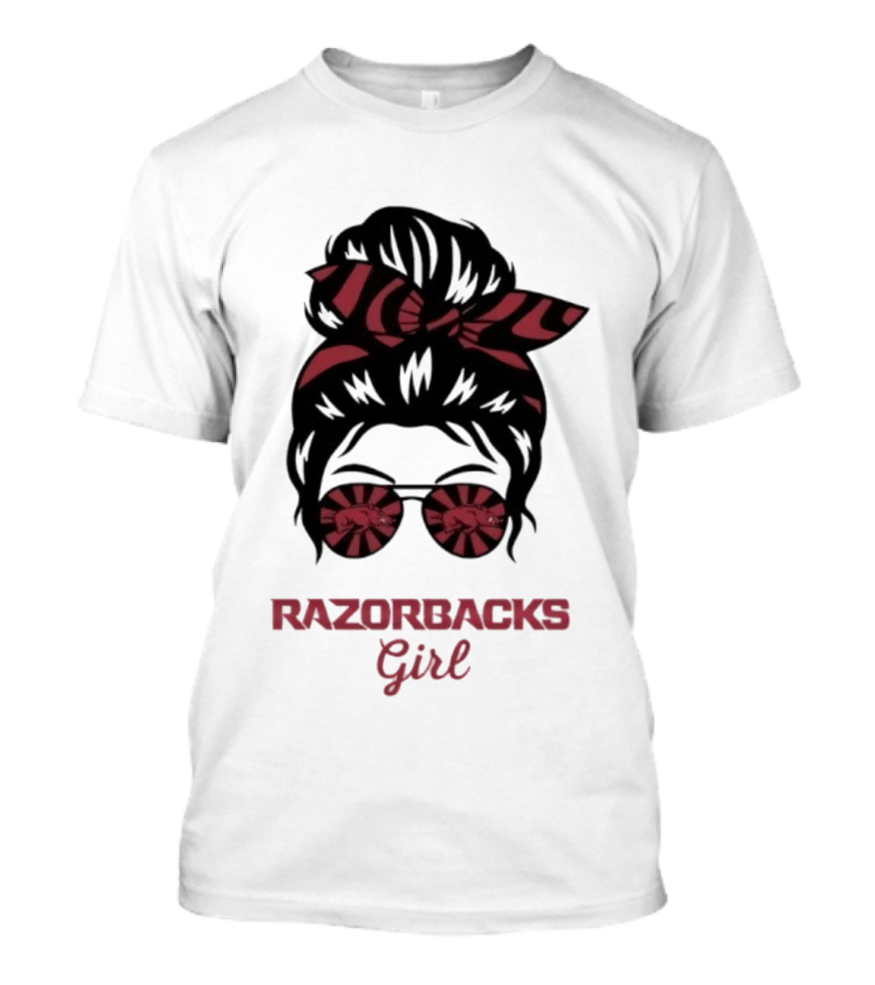 Razorbacks Girl Messy Bun Sunglasses T-Shirt