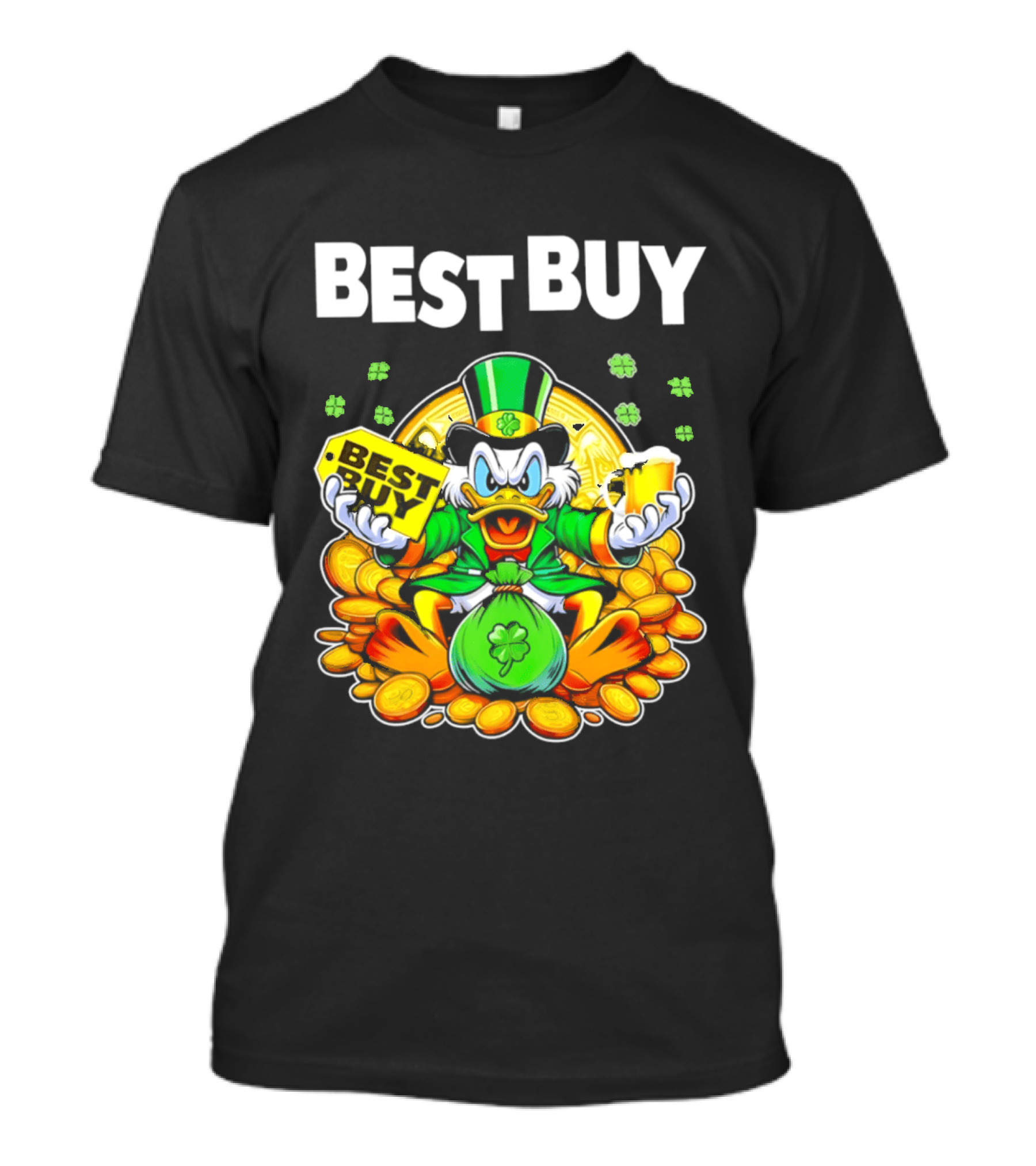 Scrooge McDuck Best Buy St Patrick's Day Coins And Shamrocks Celebration T-Shirt