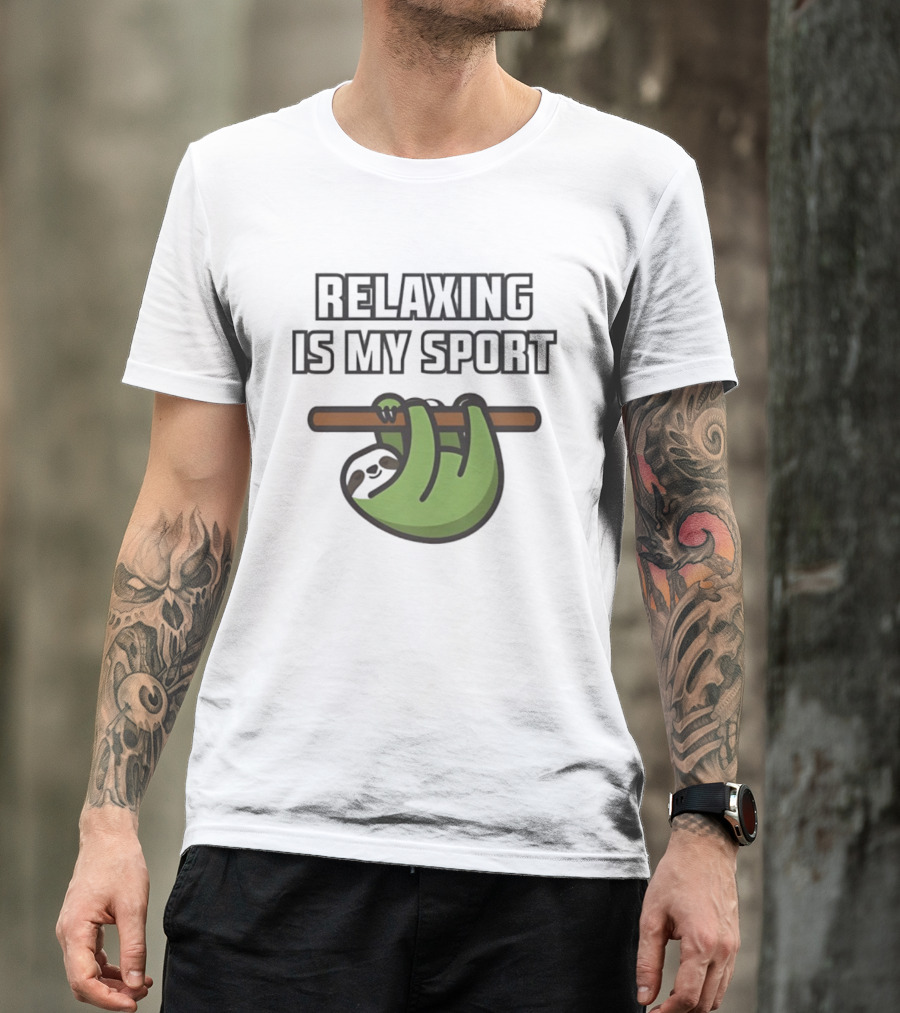 Relaxing Is My Sport Funny Sloth Hanging On Branch T-Shirt