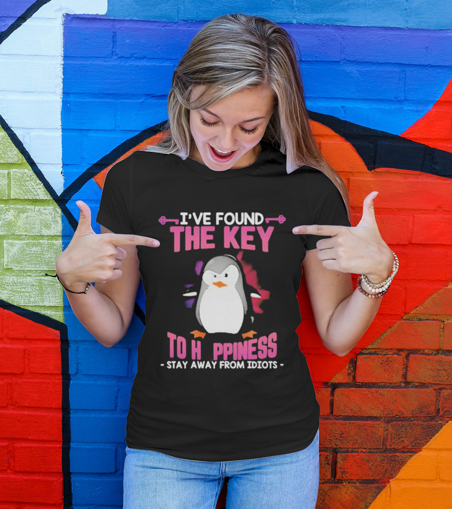 Penguin Key To Happiness Stay Away From Idiots T-Shirt