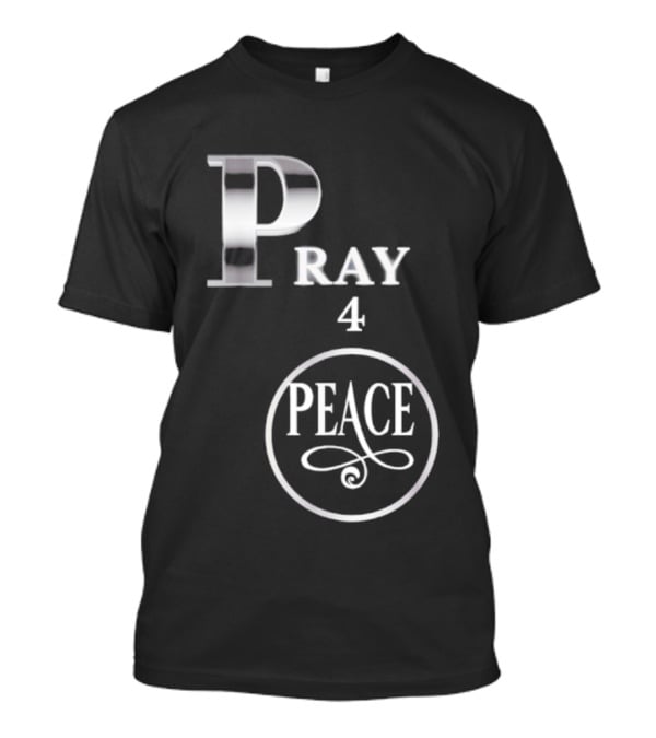 Pray 4 Peace Silver Letters Circular T-Shirt