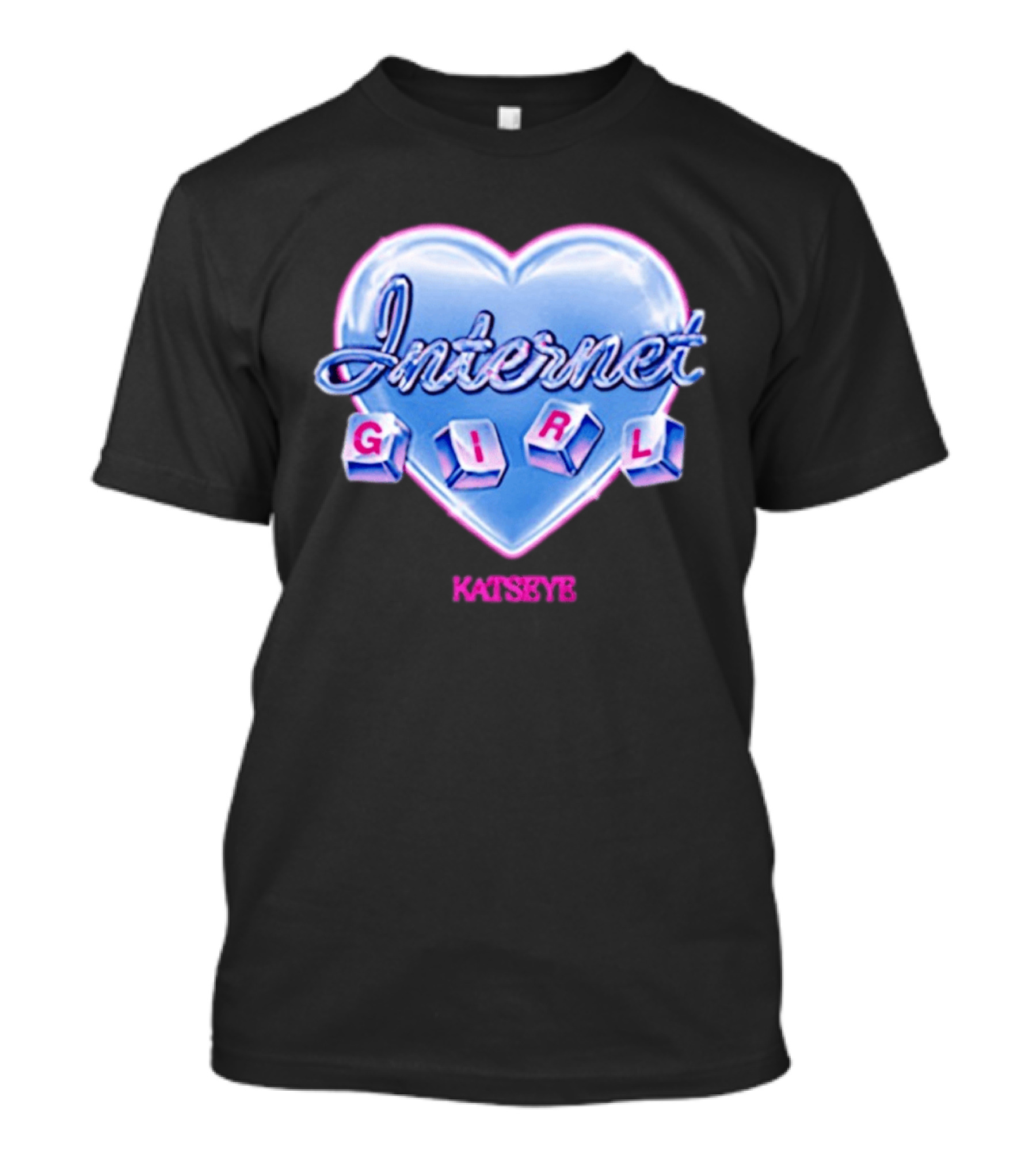 Katseye Internet Girl Neon Blue Heart T-Shirt