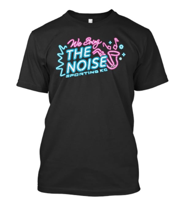 We Bring The Noise Sporting KC Blue Pink Saxophone T-Shirt