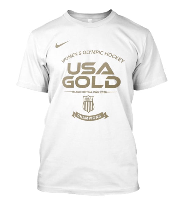 Women's Olympic Hockey USA Gold Milano Cortina Italy 2026 Champions Nike T-Shirt