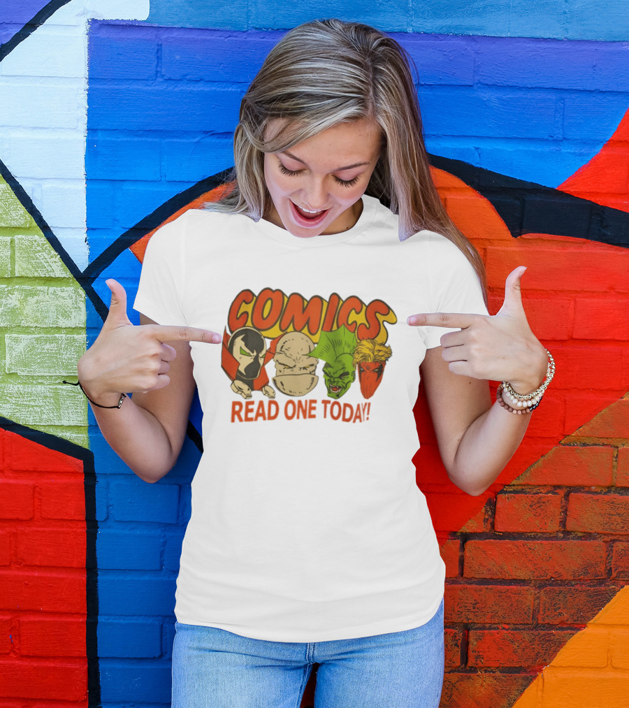 Comics Read One Today Characters Face T-Shirt