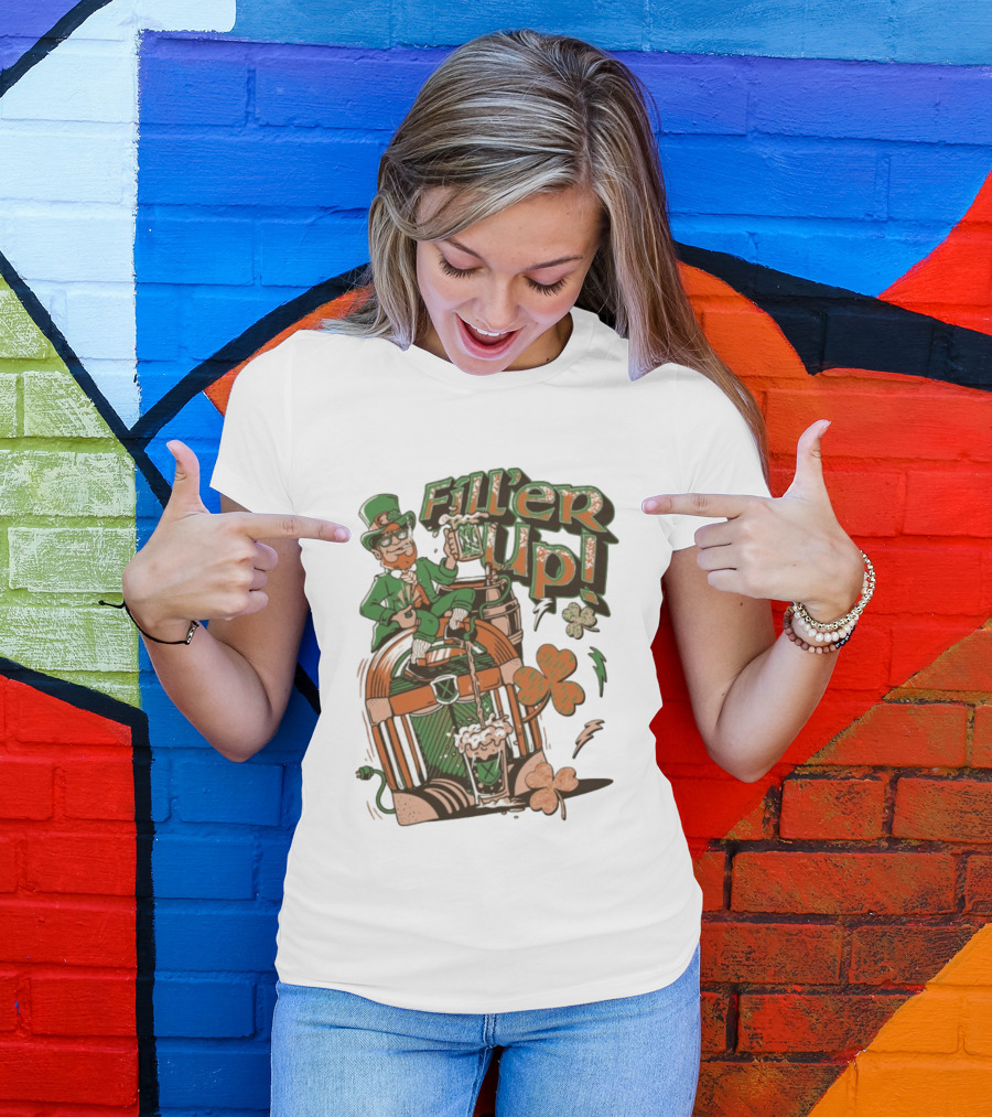 Fill'er Up St. Patrick's Day Leprechaun Beer And Jukebox Celebration T-Shirt