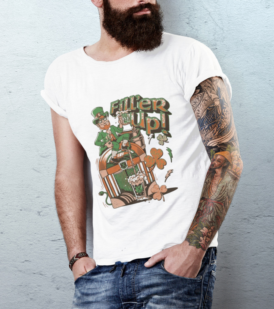Fill'er Up St. Patrick's Day Leprechaun Beer And Jukebox Celebration T-Shirt