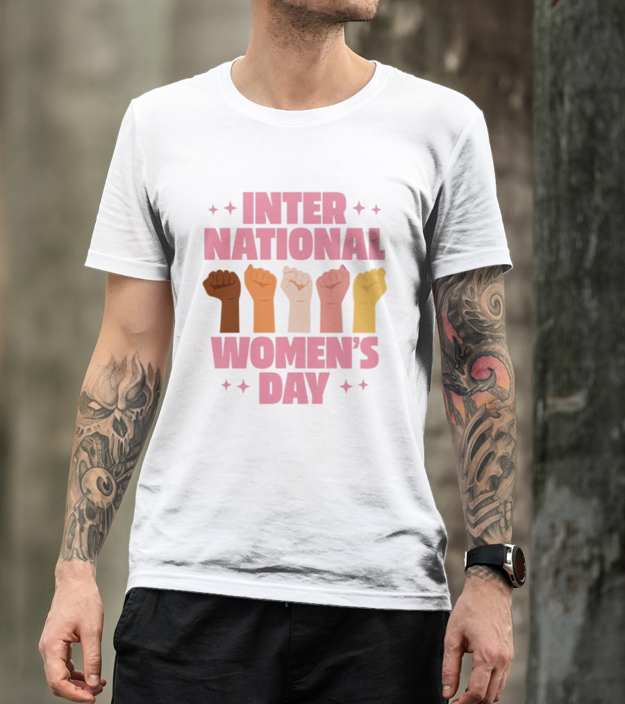 International Women's Day Raised Fists Empowerment Unity Celebration T-Shirt