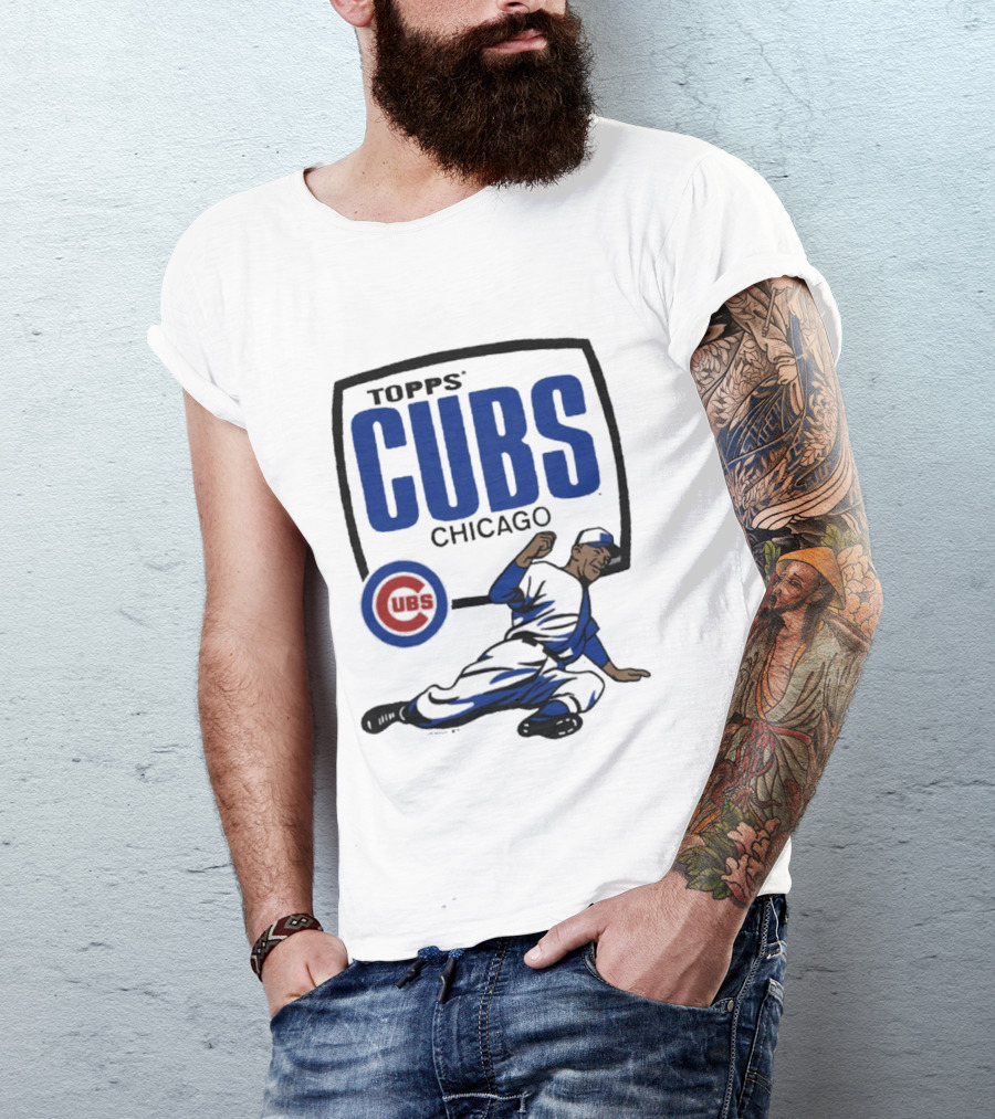 Topps CUBS Chicago Vintage Baseball Player MLB Collab T-Shirt