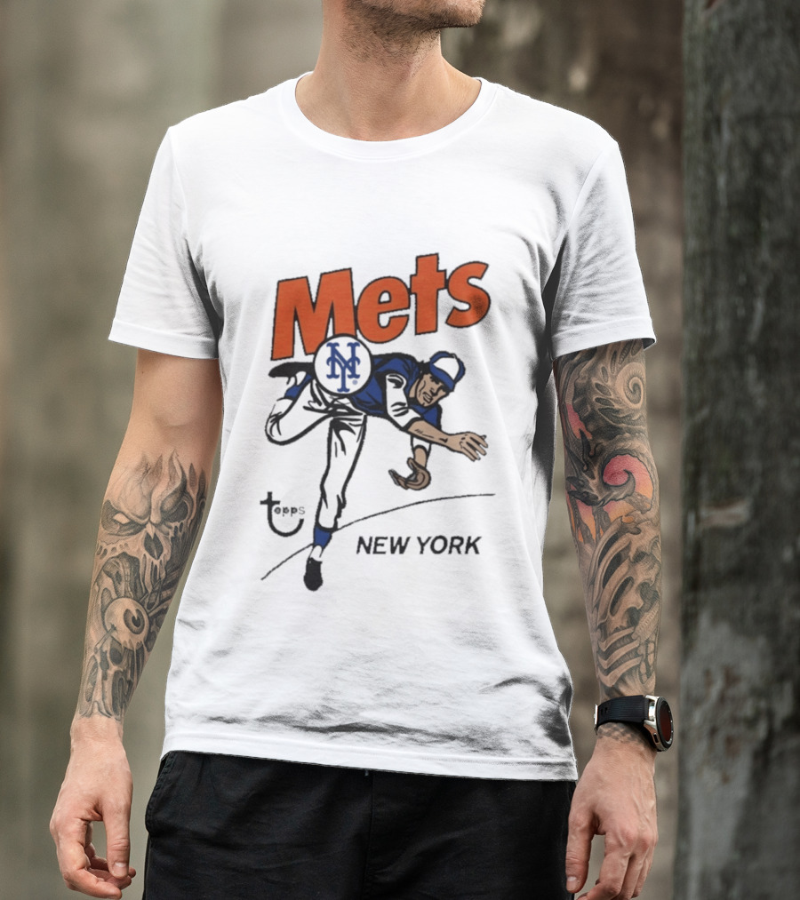 MLB Topps New York Mets Cartoon Raglan T-Shirt