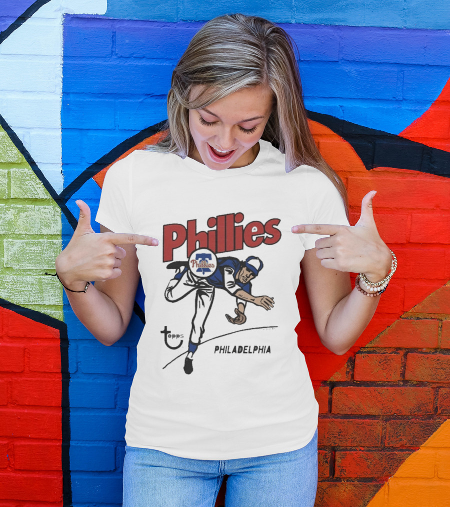 Philadelphia Phillies Topps Raglan MLB Cartoon T-Shirt