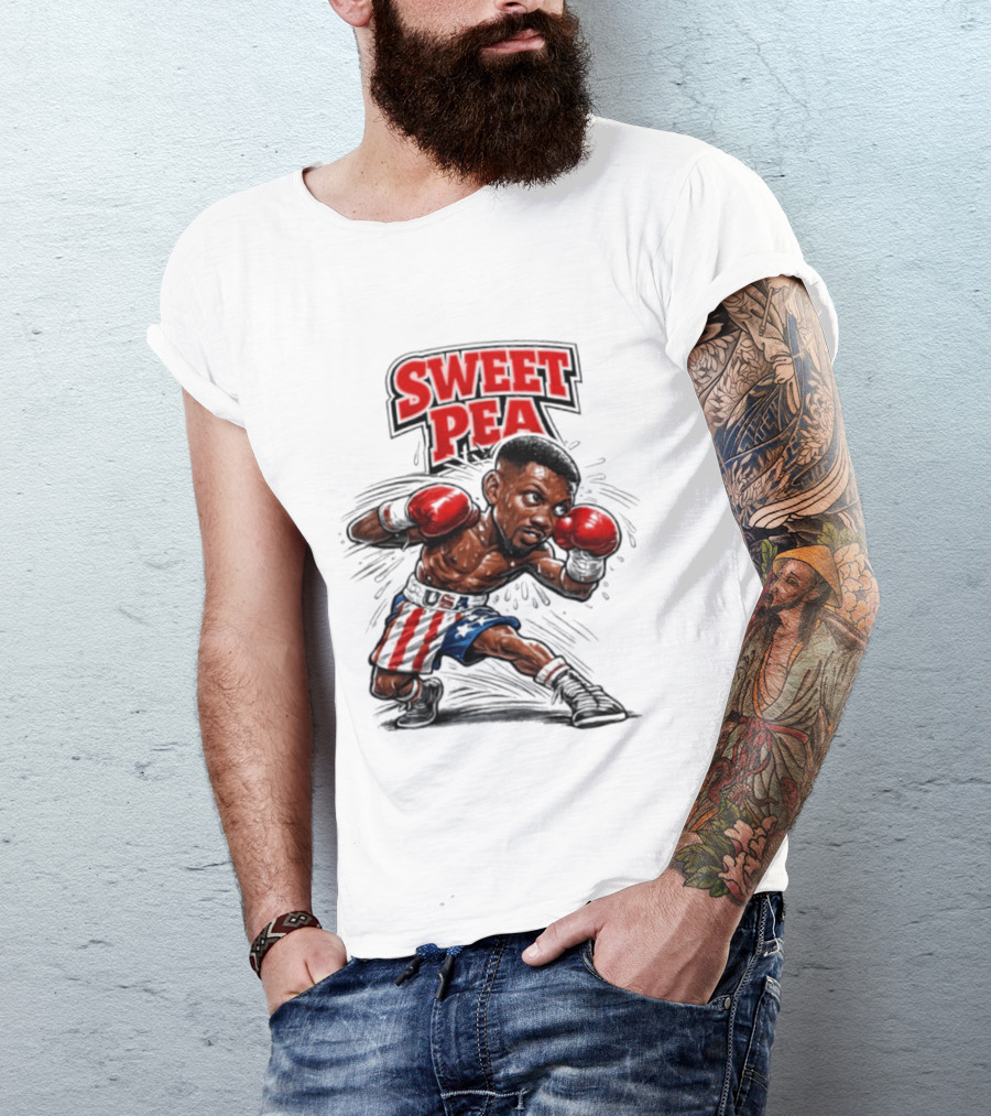 Sweet Pea Pernell Whitaker Boxing Caricature USA Flag Shorts T-Shirt