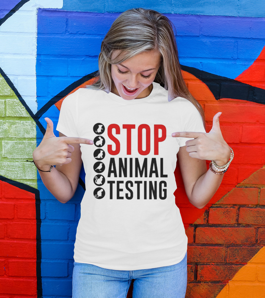 STOP Animal Testing Protest Message With Animal T-Shirt